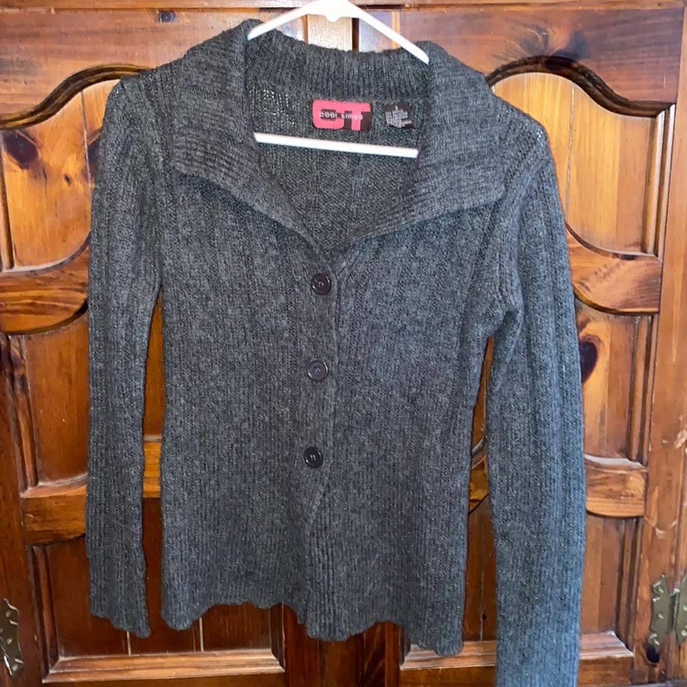 Cool Times 3-Button Grey Cardigan